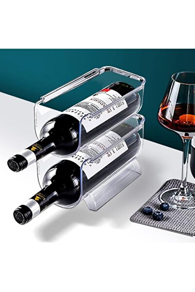 Generic حامل زجاجات النبيذ والماء للثلاجة من URbazaar، عبوة من قطعتين من البلاستيك القابل للتكديس لتخزين النبيذ