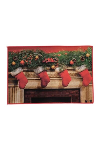 Clini Textile door mat, Christmas decoration, 40 x 60 cm, 2X-0770, 4 red fireplace socks