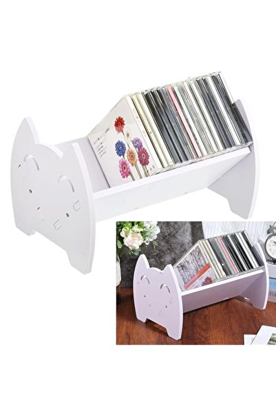 Generic حامل أقراص مضغوطة على المكتب، منظم لتخزين ألعاب الفيديو (يتسع لـ 30 علبة أقراص مضغوطة)، رف تخزين DVD أبيض من مادة PVC مع تصميم لطيف