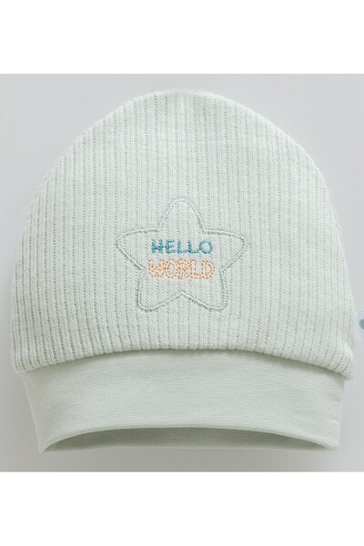 Caramell 100% Cotton Baby Hat, Top Knitted, Bottom Combed Cotton Inside (Compatible for 1-12 Months)