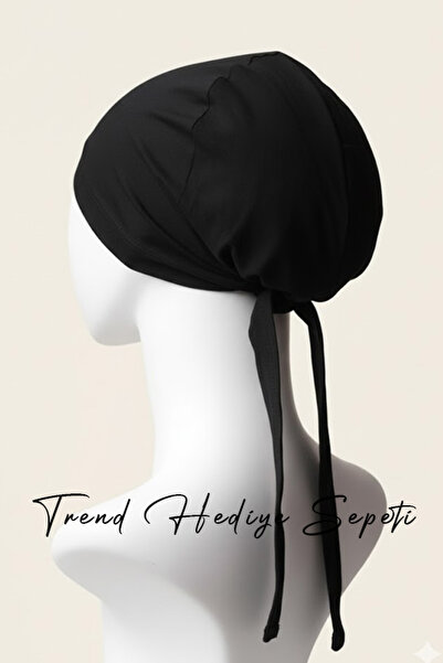 Trend Hediye Sepeti Hijab Stitched Combed Cotton Bonnet Black