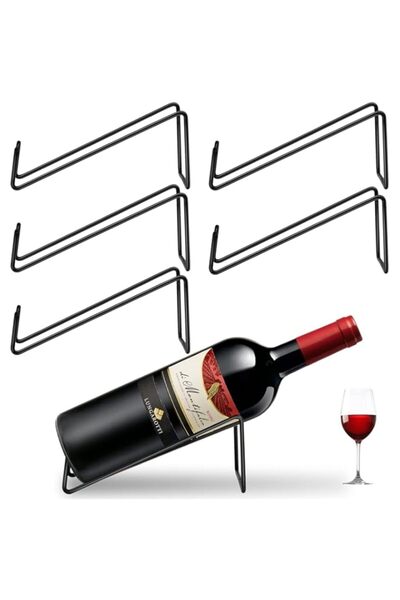Generic حامل زجاجات نبيذ من أكامينو، 6 قطع، حامل نبيذ فردي للعرض على الطاولة، تصميم بسيط من الفولاذ مع