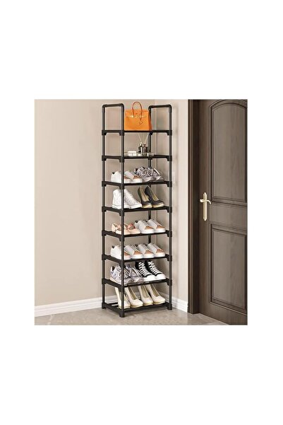 Generic رف أحذية طويل من Strayelf مكون من 8 طبقات، منظم لتخزين 16 زوجًا من الأحذية، رف أحذية ضيق قوي للمدخل