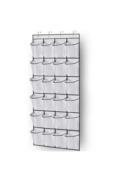 Generic منظم أحذية MISSLO فوق الباب، حامل أحذية معلق، 24 جيبًا شبكيًا كبيرًا للخزانة