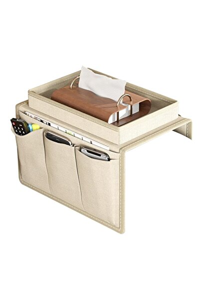 Generic Sofa Armrest Organizer with Tissue Box, Remote Control Caddy with Sto...