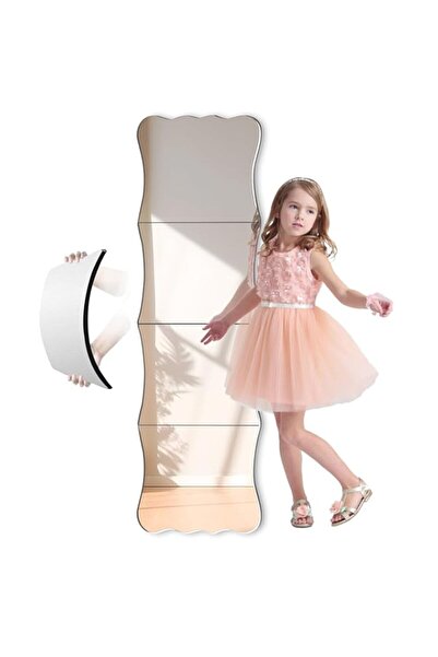 Generic بلاط مرايا حائط أكريليك مموج مقاوم للكسر بطول كامل، 40.9 بوصة × 11.8 بوصة (4 قطع) ملصقات صفائح المرايا