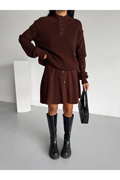 GİYSİ DÜNYASI 57 Knitwear Fabric Sweater Skirt 2-Piece Set