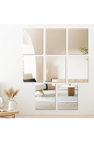 Generic مجموعة YUFFQOPC من 8 مرايا ذاتية اللصق، بلاط مرايا، مرآة حائط، ديكور مرآة لاصق، 10