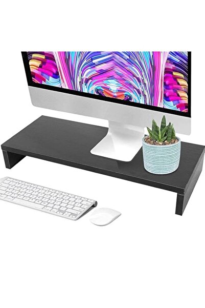 Generic حامل شاشة سلفار | منظم مكتب خشبي لأجهزة الكمبيوتر المحمولة والطابعات | كمبيوتر موفر للمساحة