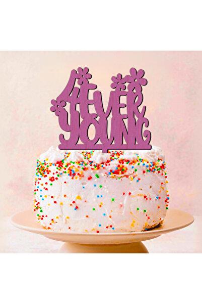 Bloom Atelier Cake Toper Aniversare 4ever Young, Lemn vopsit Lila