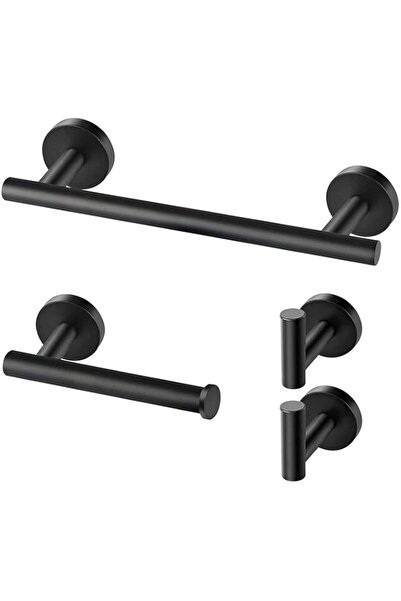 Generic مجموعة أدوات الحمام من يو هوم، مجموعة إكسسوارات حمام باللون الأسود غير اللامع، قضيب مناشف من الفولاذ المقاوم للصدأ 304
