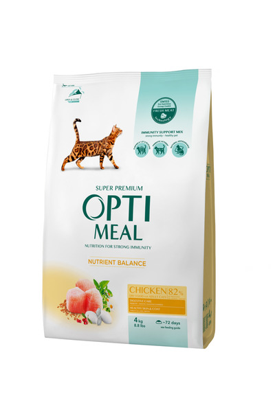 OptiMeal Hrană uscată pentru pisici adulte - cu pui, 4 kg