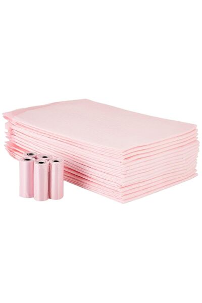 Generic مجموعة من 15 قطعة من بساط تغيير الحفاضات للاستخدام مرة واحدة من صن بيبي مع حقيبة حفاضات معطرة، 5 قطع