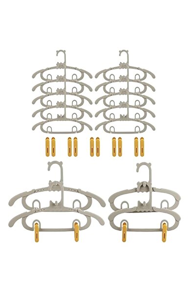 Generic شماعات ملابس الأطفال للخزانة مع مشابك، عبوة من 10 شماعات بلاستيكية لملابس الأطفال، موفرة للمساحة وقابلة للتعديل، من تود