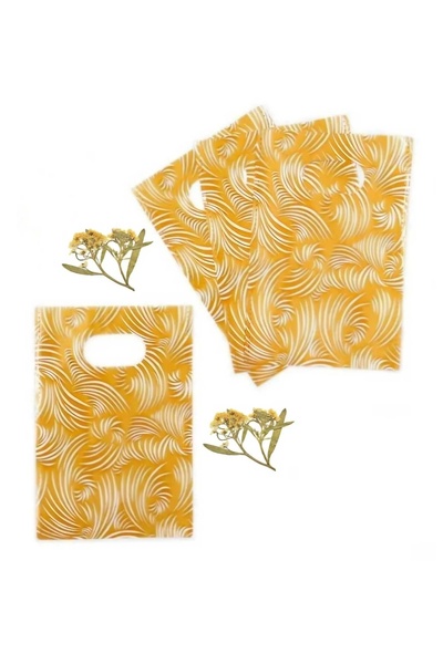 shop Yellow and White Patterned Handmade Bag Gift 13X20 cm (25 Pieces)