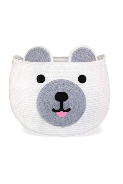 Generic Cute Baby Bear Cotton Rope Storage Basket - Woven Laundry Hamper, Nur...