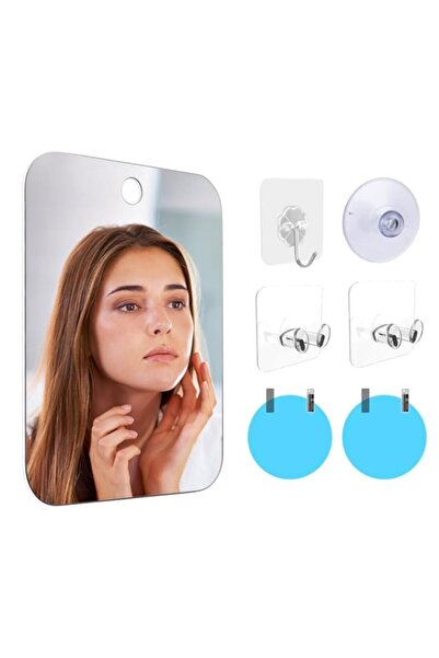 Generic مرآة دش HANNEA® بدون ضباب للحمام، مرآة حائط بدون إطار مقاس 6.7 بوصة × 5.1 بوصة مع 2 مضاد للضباب