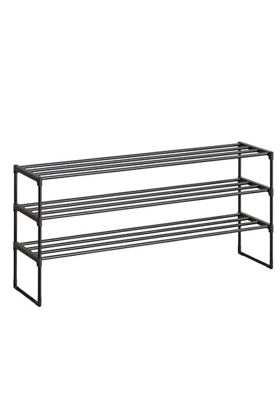 Generic رف أحذية SONGMICS، منظم أحذية بثلاث طبقات، رف تخزين أحذية معدني لـ 18 زوجًا من الأحذية، سهل التنظيف