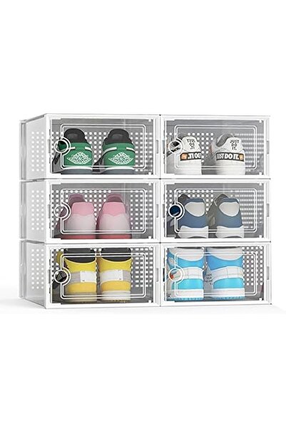 Generic صناديق تخزين أحذية قابلة للتكديس، قابلة للطي، مكونة من 6 قطع