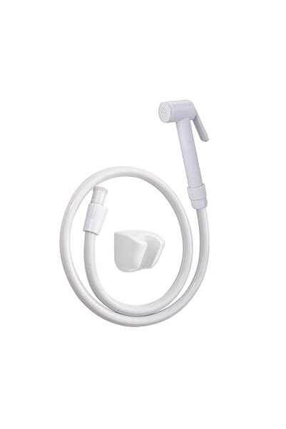 Generic صنبور BonKaso Hf Classic Abs Health المصقول عالي الضغط مع أنبوب PVC بطول متر واحد وخطاف (أبيض) - J
