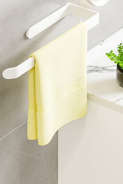 Alper Banyo Beyaz Lüks Tasarım Lamalı Solo Havluluk Güçlü Yapışkan Özelliği ile Düşmeyen Havluluk