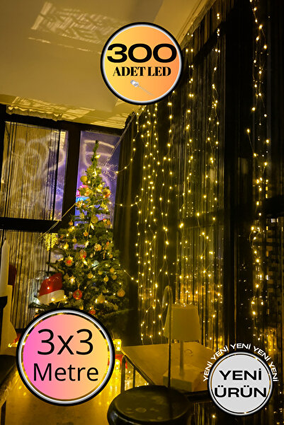 Soft Kare 3x3 Metre 300 LED Sıcak Işık Perde Led Işık –Yılbaşı, Söz, Parti Dekor Aydınlatması