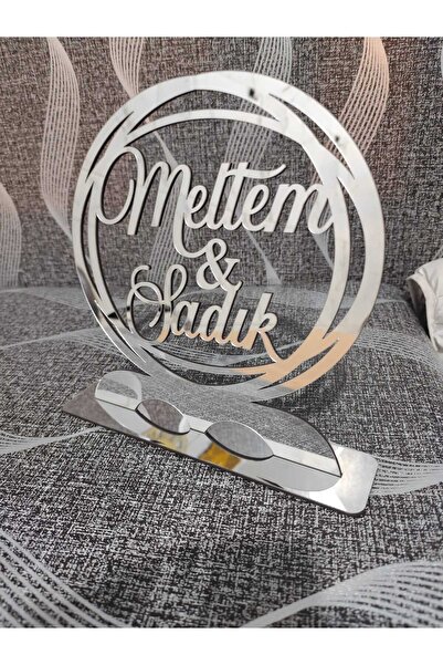 Bien Pleksi Design Kişiye Özel Gümüş Daire Söz Nişan Pleksi İsimlik