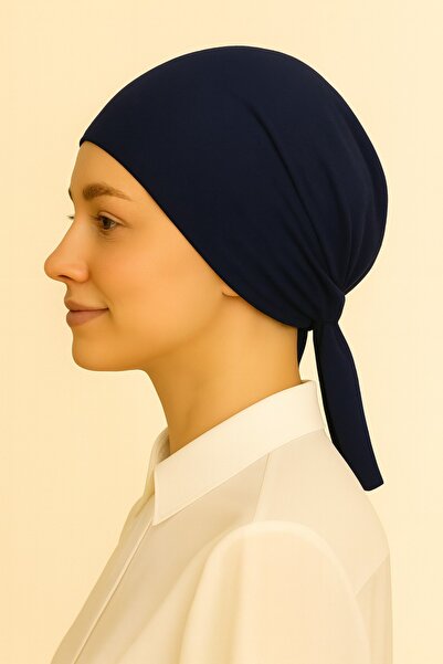 Merve Nayir Navy Blue Non-Slip Silicone Stitch-Free Bone Navy Blue