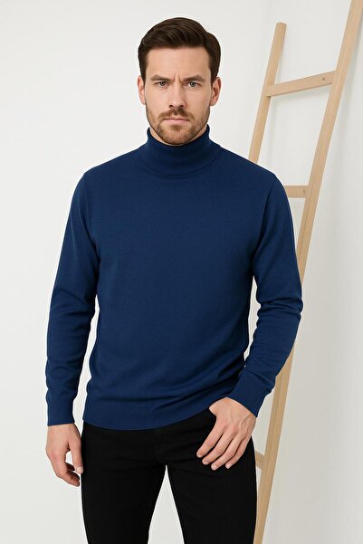 AXXAN мъжки плетен пуловер с полурибарска яка