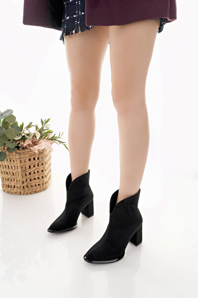 Ceylans Siyah Süet Topuklu Bot Kadın Bot BNMS0