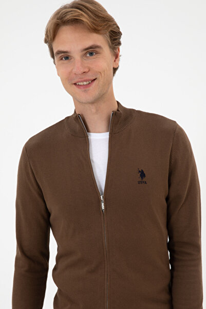 U.S. Polo Assn. Men's Slim Fit Brown Knitwear Cardigan 50313684-Vr029
