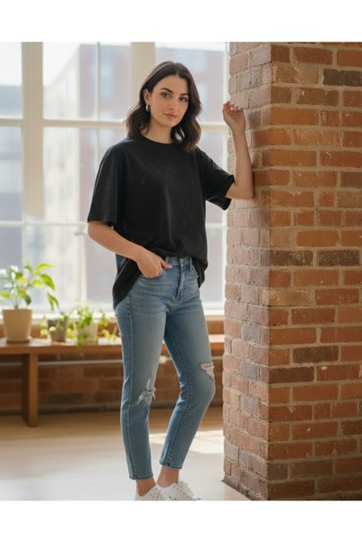 Ayinsu Black - Zr Washable Oversized Tshirt