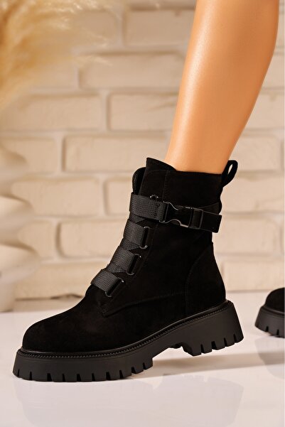 Joana Μαύρες μπότες Lowyn2 με επένδυση από γούνα από τεχνητό σουέτ