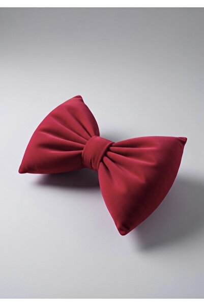 JACA Kırmızı Kadife Fiyonk Görünümlü Dolgulu Oto Boyun Yastığı Seti (2 Adet)