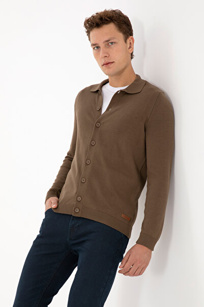 U.S. Polo Assn. Men's Light Khaki Basic Knitwear Cardigan 50313690-Vr183