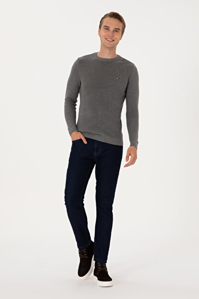 U.S. Polo Assn. Men's Gray Melange Basic Sweater 50313667-Vr086