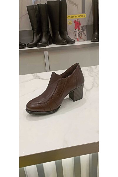 Mammamia 3135 Genuine Leather Thick Heeled Shoes