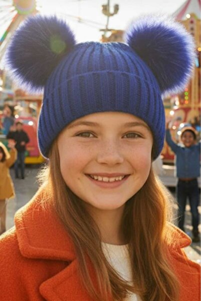 Mood Agenda Girl's 6 - 14 Years Old Corded Fabric Beanies with Pompoms Children's Beanie