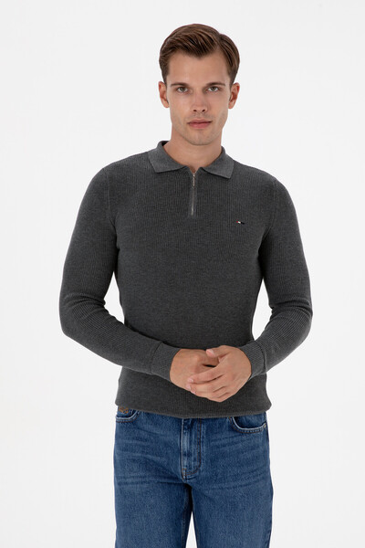 U.S. Polo Assn. Men's Anthracite Melange Basic Sweater 50313685-Vr081