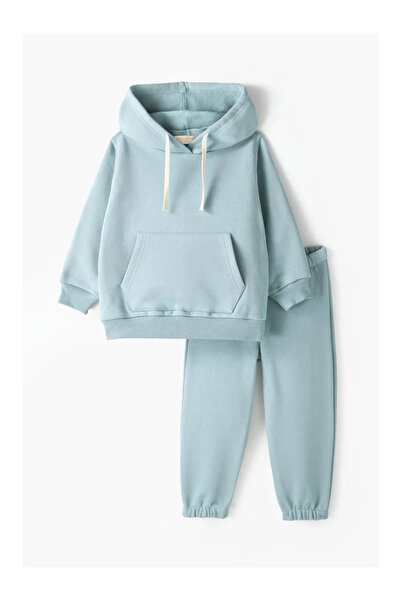 Petit Coral Mavi Kapüşonlu Eşofman Takımı