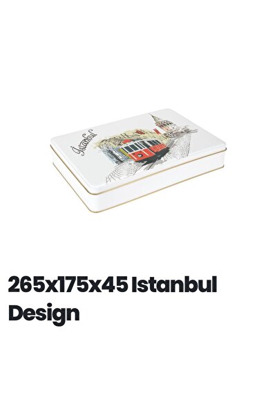 KonseptKutu Istanbul Themed Metal Gift Storage Box with Lid