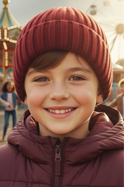 Trenderrs Boy 6-14 Years Old Corded Fabric Beret Children's Beret