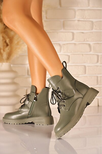 Joana Γυναικείες μοντέρνες πράσινες μπότες από τεχνητό δέρμα