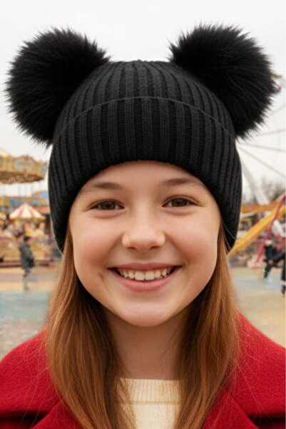 Mood Agenda Bere pentru fetiță 6 - 14 ani material reiat cu pompon Bere pentr...