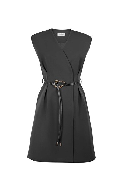 UTOPIAN V Yaka Kemerli Elbise