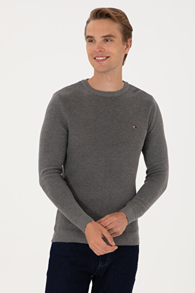 U.S. Polo Assn. Men's Gray Melange Basic Sweater 50313667-Vr086
