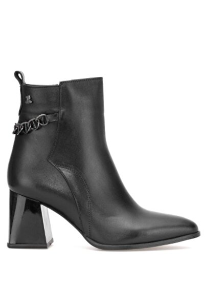 Venüs 2553903K Hakiki Deri Kalın Orta Topuk Zincir Detaylı Topuklu Bot