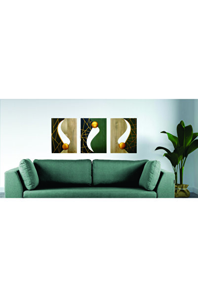 Pollux Decor Decoratiune pentru perete din lemn compusa din 3 piese de 36x49 cm