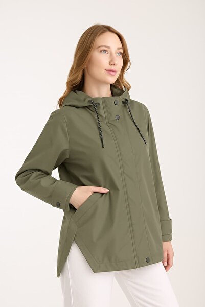 Wise Women's Relaxed Fit Hooded Trench Coat