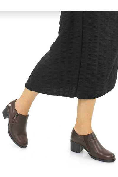 Mammamia 3725 Real Leather Thick Heeled Shoes